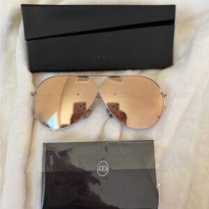 Dior Women's Sunglasses - Silver Frame with Gold Lenses